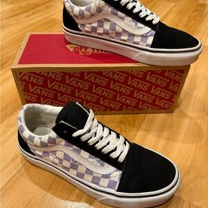 Vans Old Skool Low-Top Sneakers - Black & Lavender Checkerboard